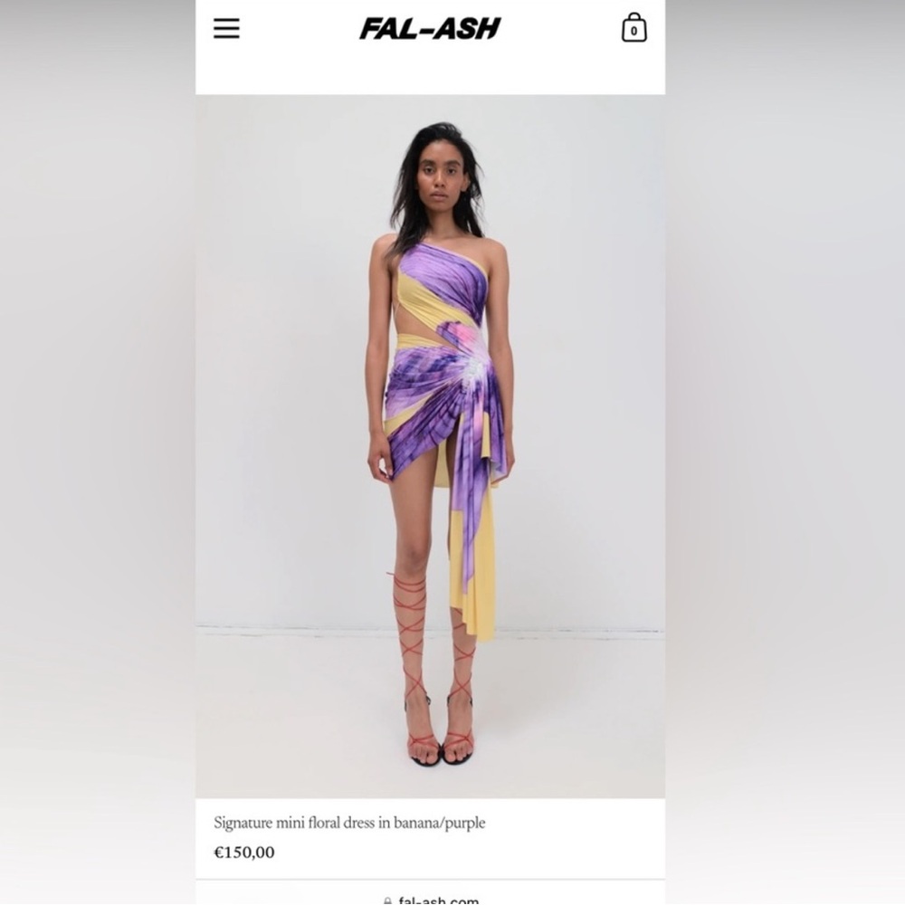 Fal-ash Purple and Yellow Asymmetrical Mini Dress